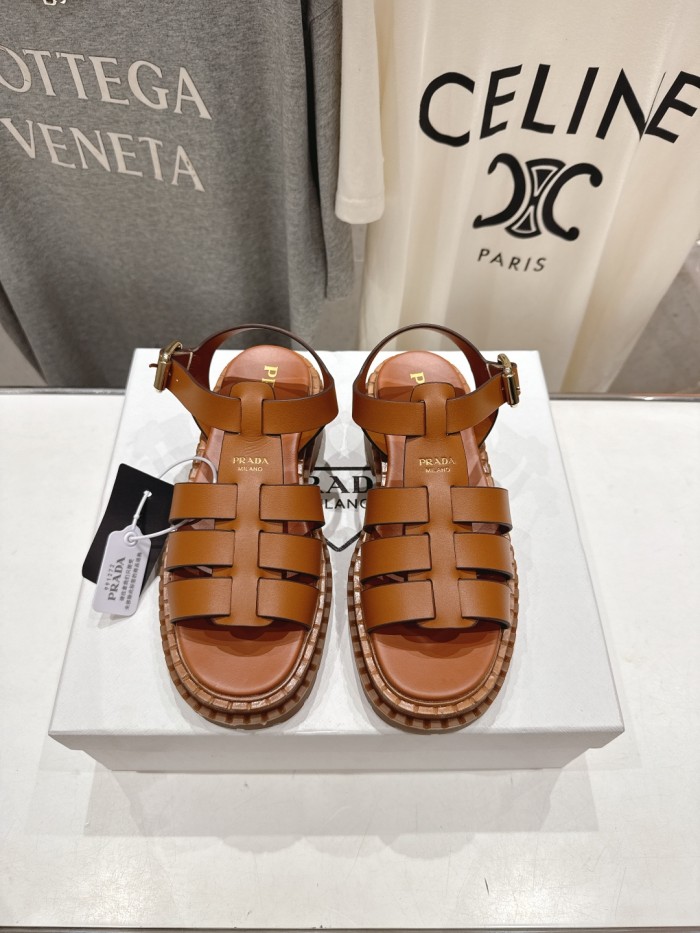 Monolith Leather Caged Slingback Sandals(Female)36-41=
