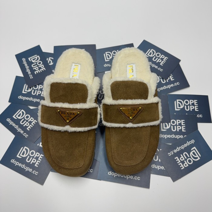 Shearling-Lined Suede Platform Mules(Female)36-41