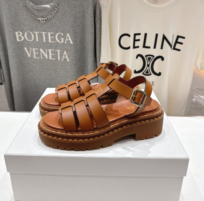Monolith Leather Caged Slingback Sandals(Female)36-41=