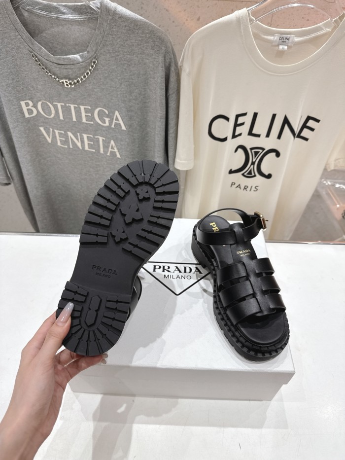 Monolith Leather Caged Slingback Sandals(Female)36-41=