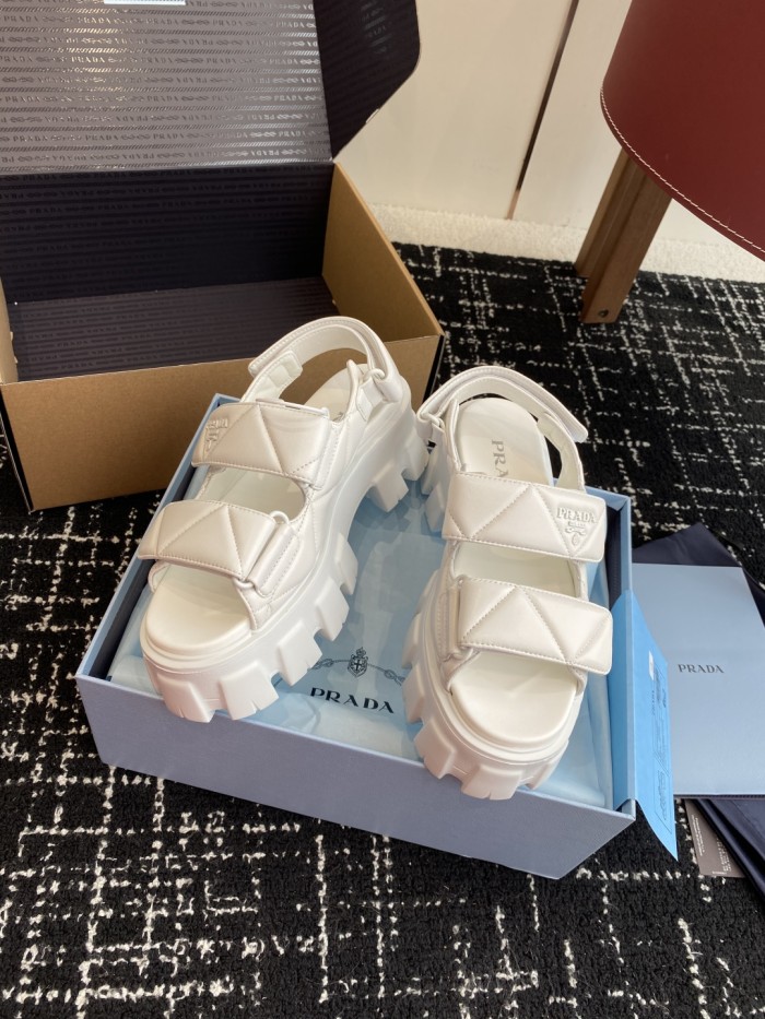 Quilted Leather Monolith Sandals(Female)36-41=