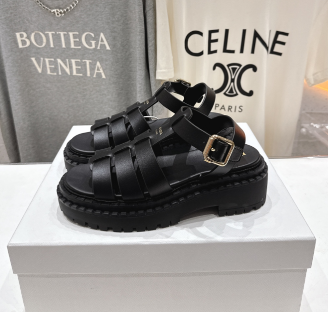 Monolith Leather Caged Slingback Sandals(Female)36-41=