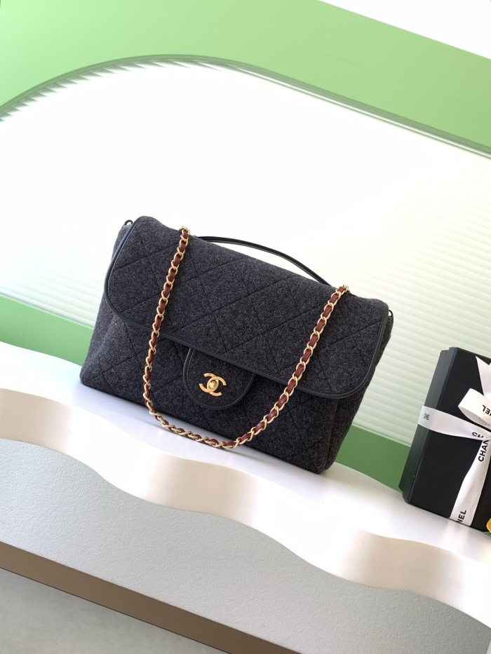 25K Classic Flap Medium Felt Tweed “23x32x10cm” -007 =AS5850