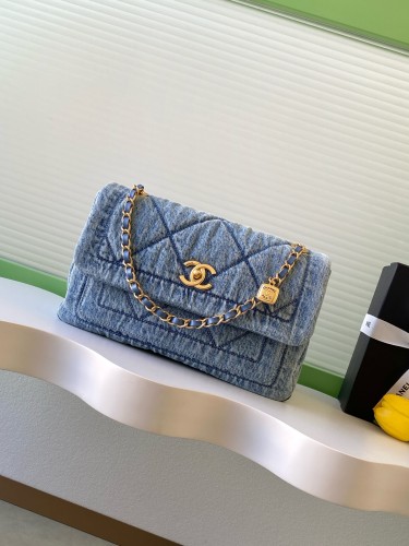 25K Classic Flap Medium Denim “24x35x10cm” -008 =AS5734