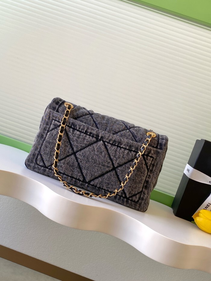 25K Classic Flap Medium Denim “24x35x10cm” -008 =AS5734
