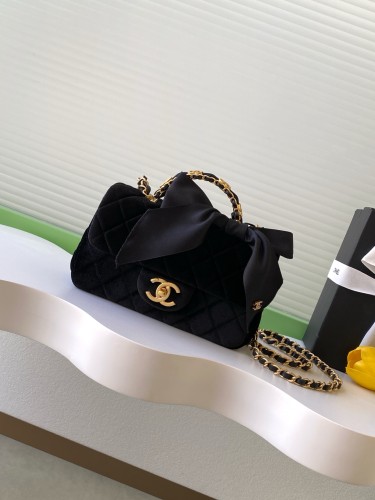 25K Classic Flap Mini Top Handle Tweed Bow “13x20x6cm” -057 =AS5875