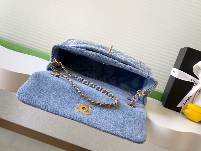 25K Classic Flap Medium Denim “24x35x10cm” -008 =AS5734