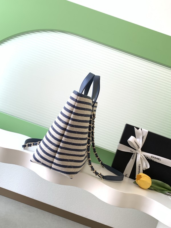 26C Shopping Tote Small Striped Raffia “25x46x13cm” -087 =AS6007