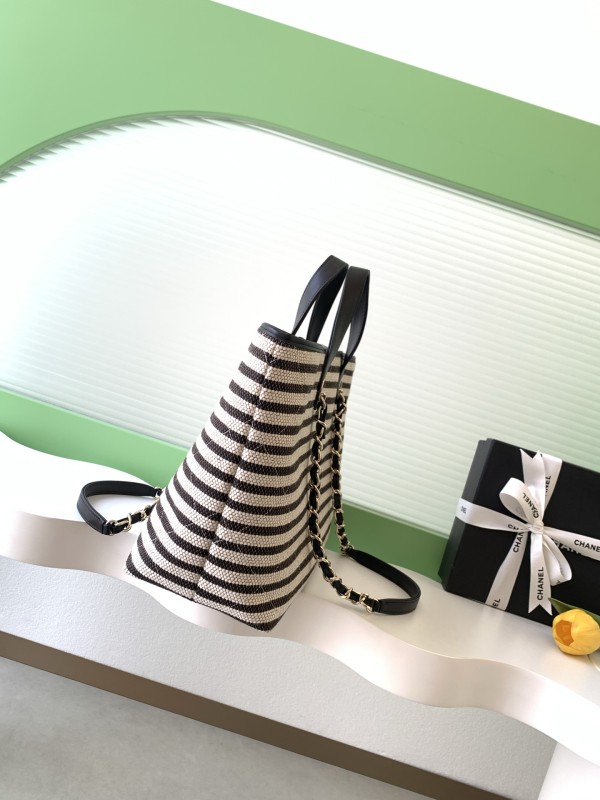 26C Shopping Tote Small Striped Raffia “25x46x13cm” -087 =AS6007