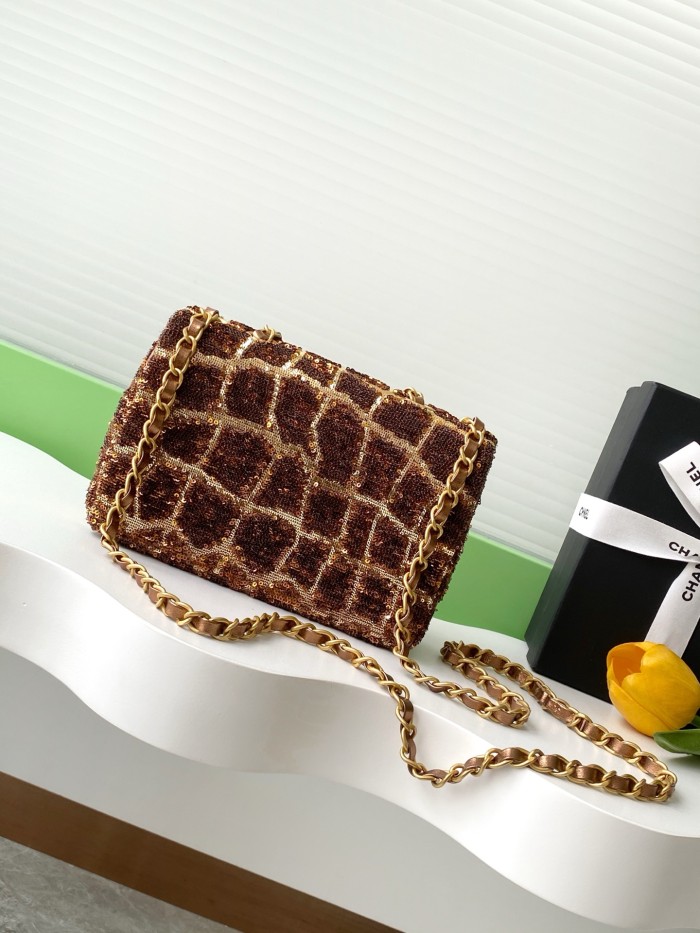 25 Mini Classic Flap Sequin Stone Pattern “14x21x8cm” -058 =AS4561