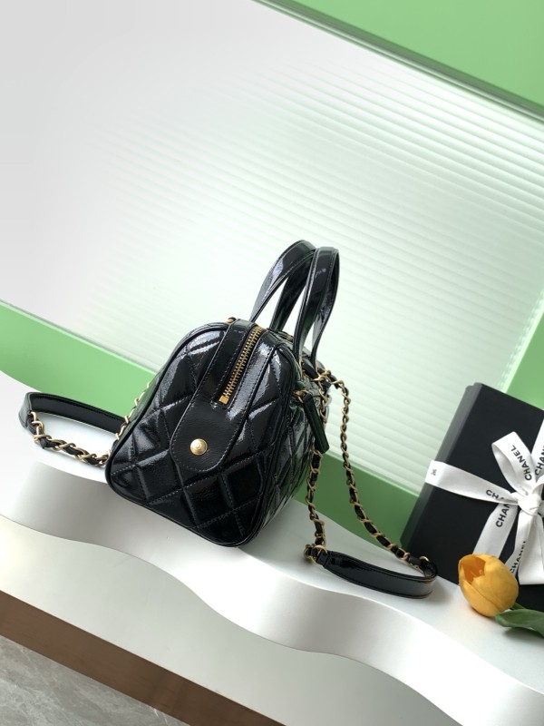 25A Bowling Bag Large Patent Leather “17x31x13cm” -028 =AS5579