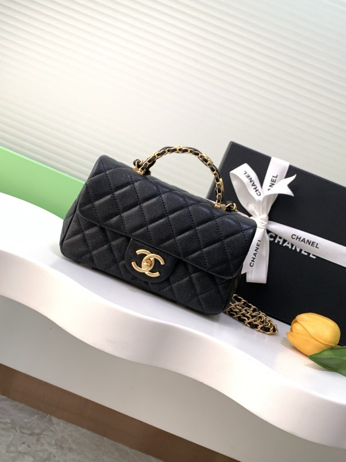 25B Classic Flap with Top Handle Small Caviar “12x19.5x6.5cm” -057 =AS5701