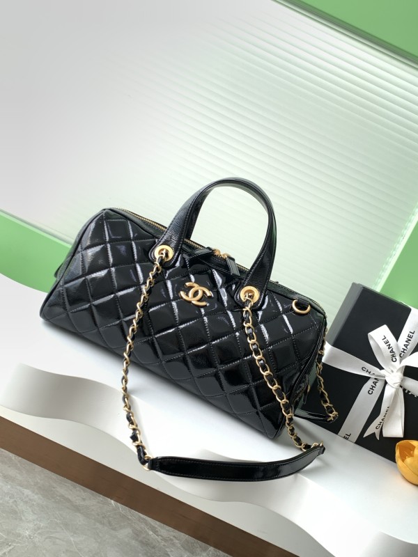 25A Bowling Bag Large Patent Leather “17x31x13cm” -028 =AS5579