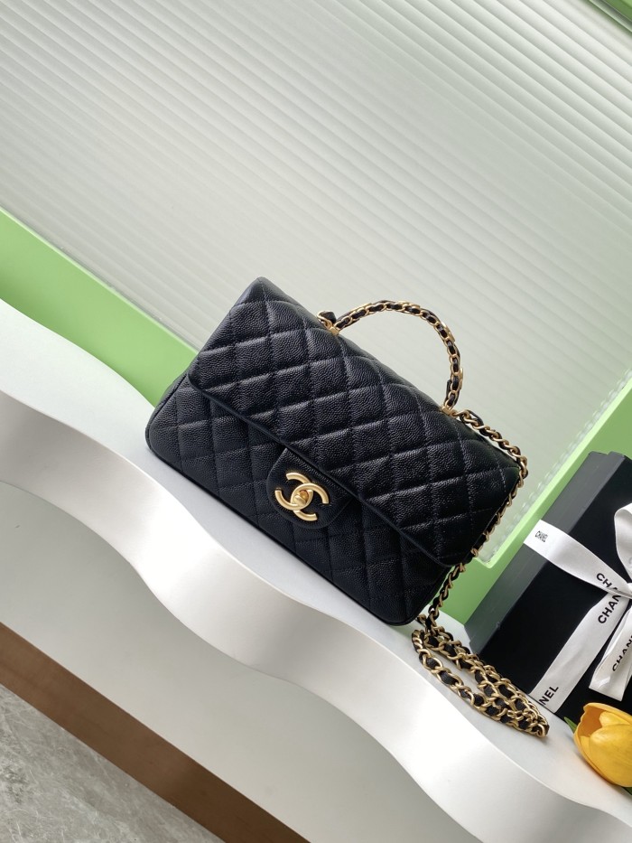 25B Classic Flap with Top Handle Medium Caviar “13.5x22.5x6cm” -087 =AS5702
