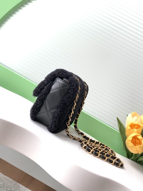 24K Mini Classic Flap Bag in Shearling Leather “12x18x6cm” -037 =AS5148
