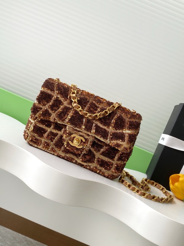 25 Mini Classic Flap Sequin Stone Pattern “14x21x8cm” -058 =AS4561