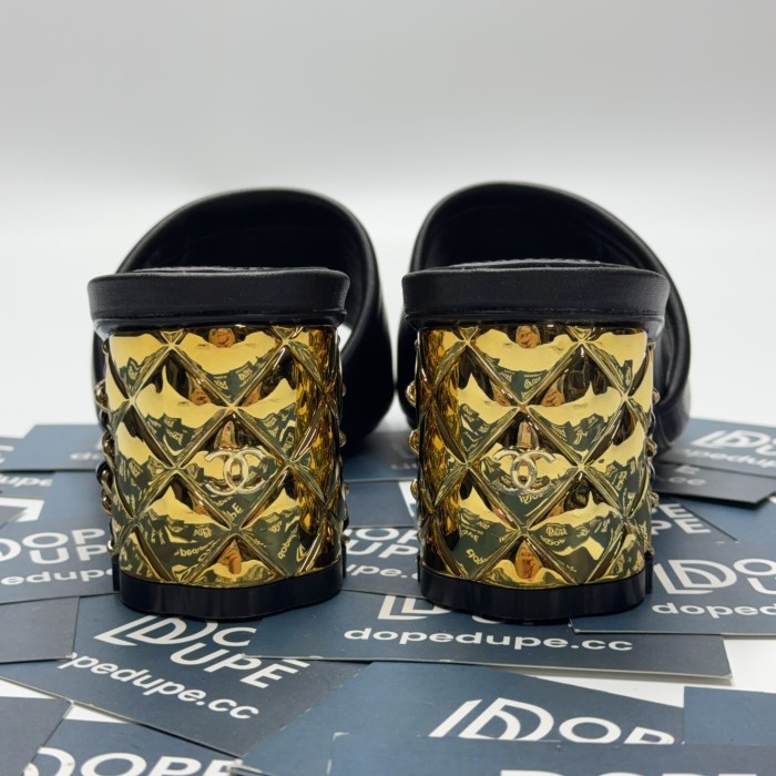 Lambskin CC Logo Block Heel Mule(Female)36-41