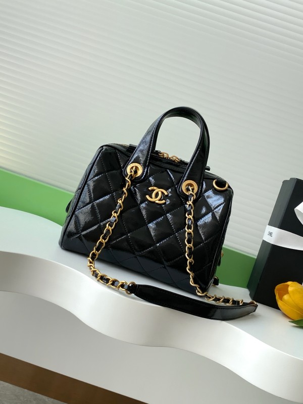 25A Bowling Bag Small Patent Leather “17x21x13cm” -057 =AS5578