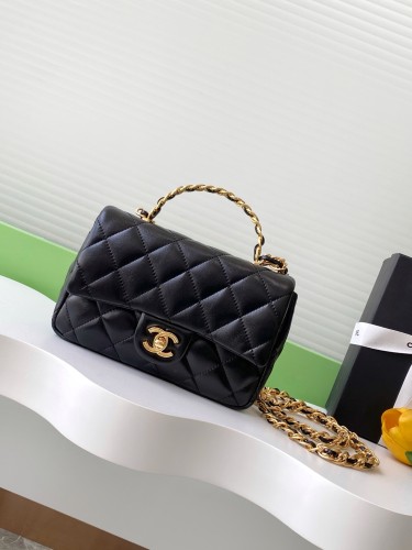 23K Mini Classic Flap Bag with Top Handle Lambskin “13x21x8cm” -087 =AS4023