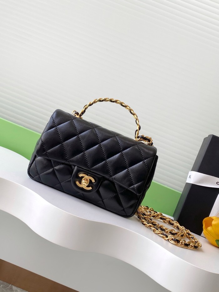 23K Mini Classic Flap Bag with Top Handle Lambskin “13x21x8cm” -087 =AS4023