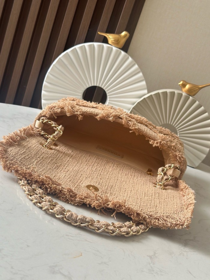 Vintage Linen Fringe Flap Bag “27x15x8cm” -037 =3318