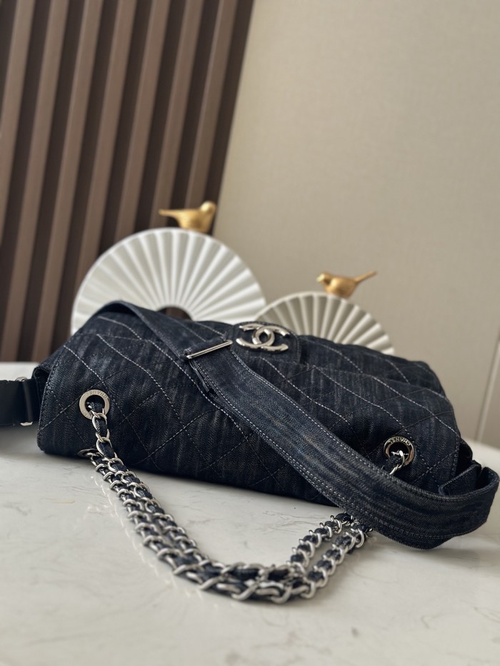 Vintage XXL Denim Messenger Bag Small “34x22x10cm” -038 =3322