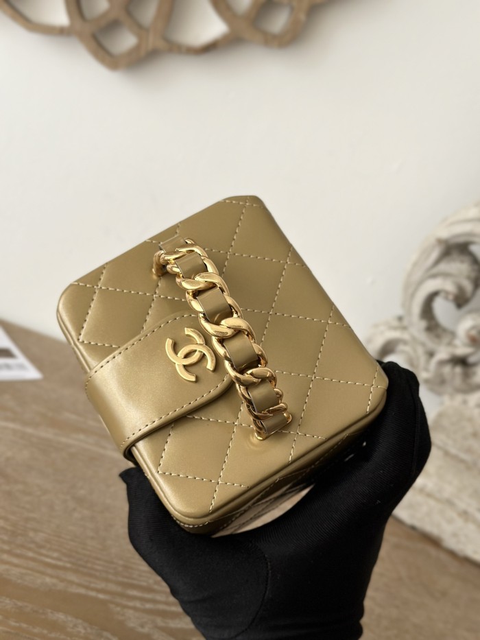 Vintage Mini Vanity Case Grained Calfskin “11x9.5x8.5cm” -036 =2227