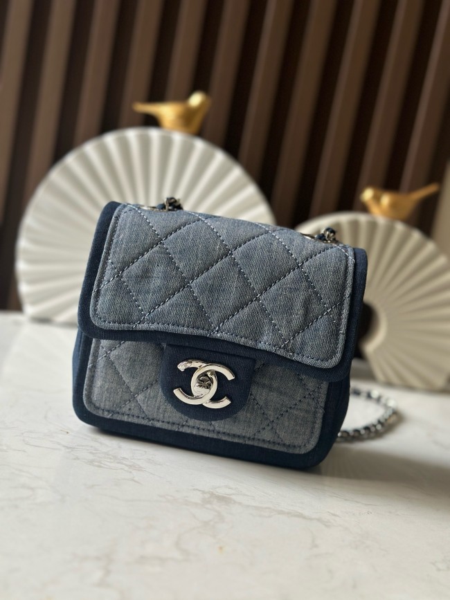 Vintage Denim Quilted Mini Flap Bag “17x13x8cm” -057 =3325