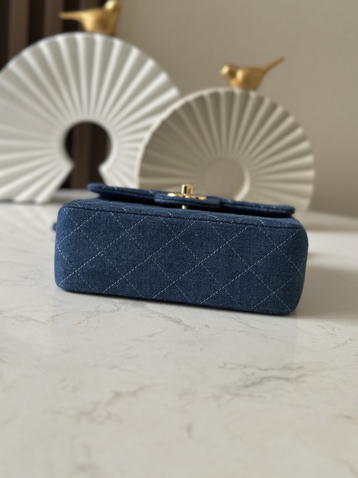 Vintage Denim Quilted Mini Square Flap Bag “17.5x13x8cm” -087 =3349