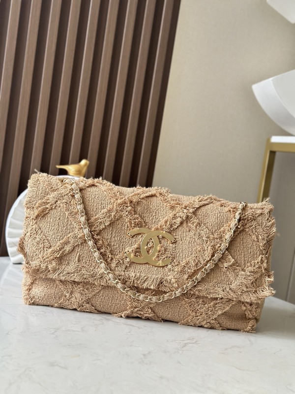 Vintage Linen Fringe Clutch Bag “38x21x11cm” -068 =3348