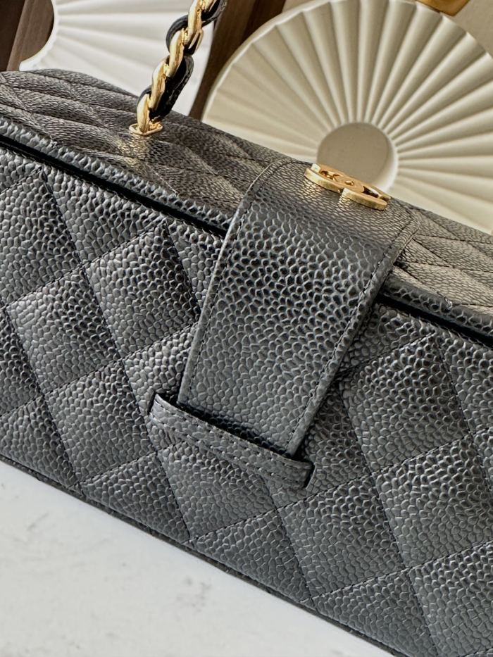 Vintage Long Vanity Case Grained Calfskin “22x10x8.5cm” -037 =2226