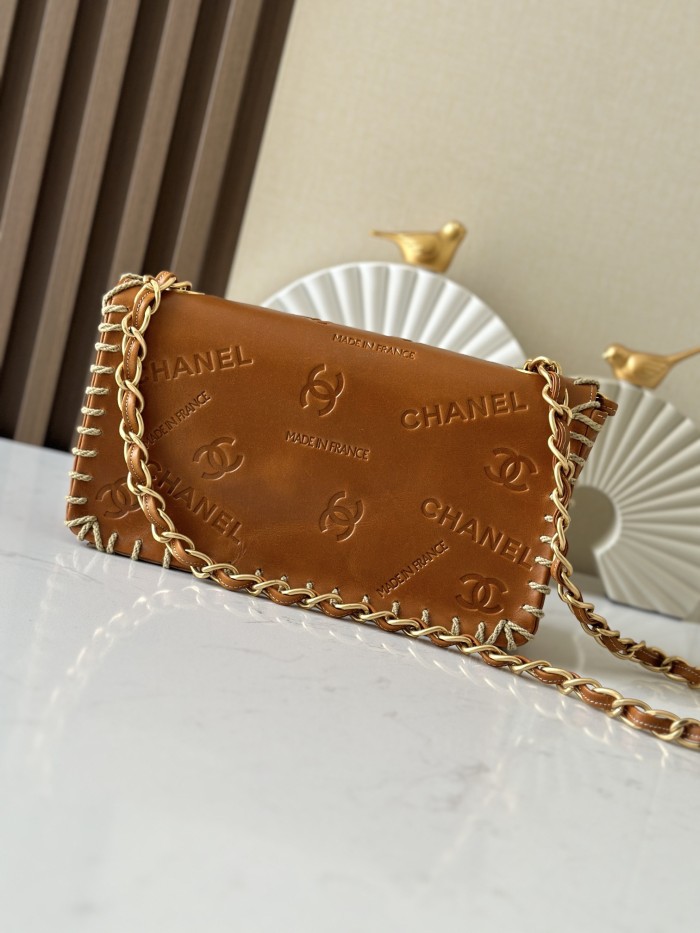 Vintage Embossed Stitch Flap Bag “25x6x14cm” -059 =A2216