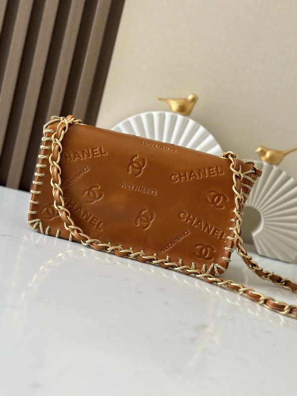 Vintage Embossed Stitch Flap Bag “25x6x14cm” -059 =A2216