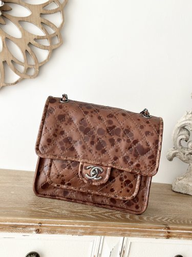 Vintage Flap Tofu Bag Resin Leather “26x23x11cm” -0501 =2225