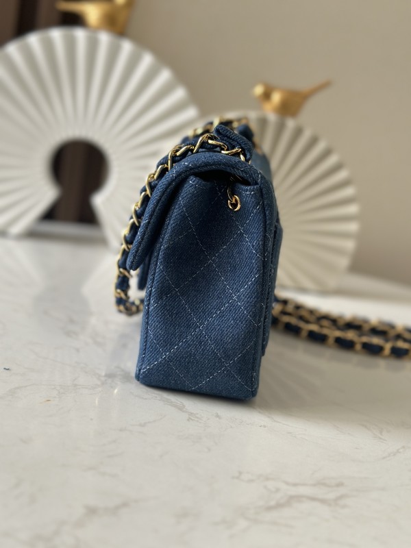 Vintage Denim Quilted Mini Square Flap Bag “17.5x13x8cm” -087 =3349