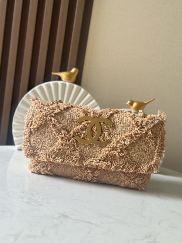 Vintage Linen Fringe Flap Bag “27x15x8cm” -037 =3318