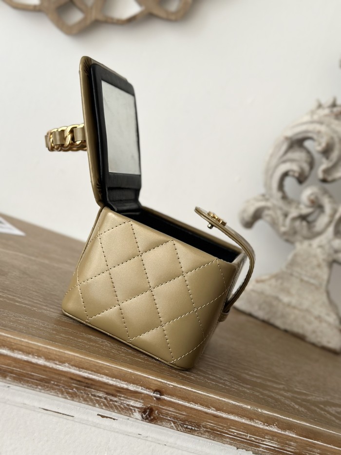 Vintage Mini Vanity Case Grained Calfskin “11x9.5x8.5cm” -036 =2227