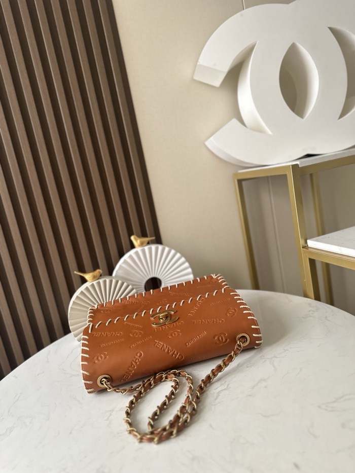 Vintage Embossed Stitch Flap Bag “34x21x10cm” -511 =3353