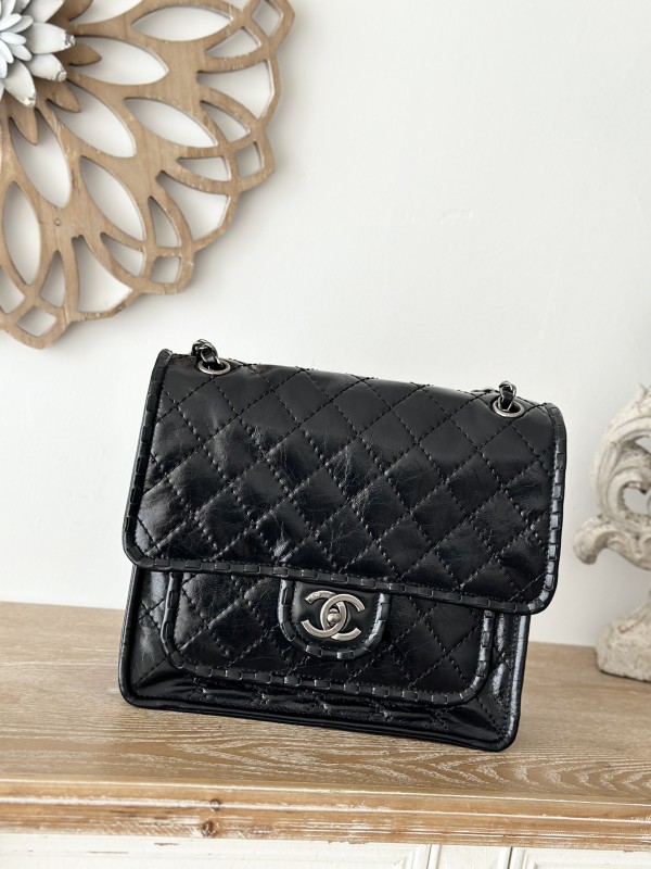 Vintage Flap Tofu Bag Resin Leather “26x23x11cm” -0501 =2225