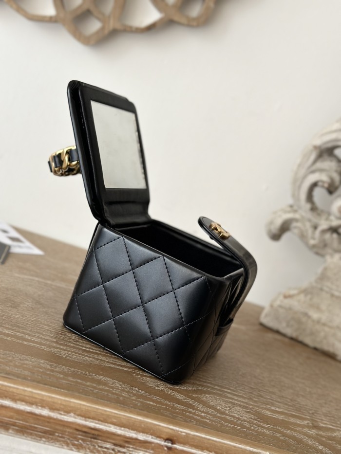 Vintage Mini Vanity Case Grained Calfskin “11x9.5x8.5cm” -036 =2227