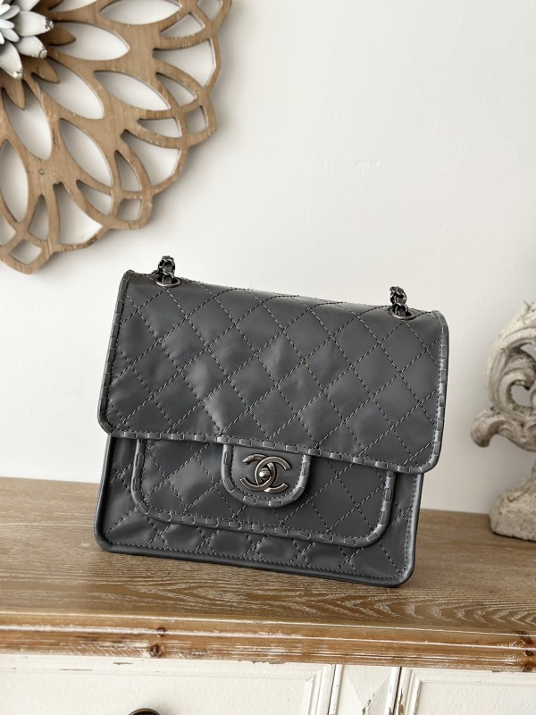 Vintage Flap Tofu Bag Resin Leather “26x23x11cm” -0501 =2225