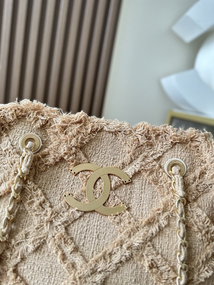 Vintage Linen Fringe Tote Bag “48x35x17cm” -069 =3358