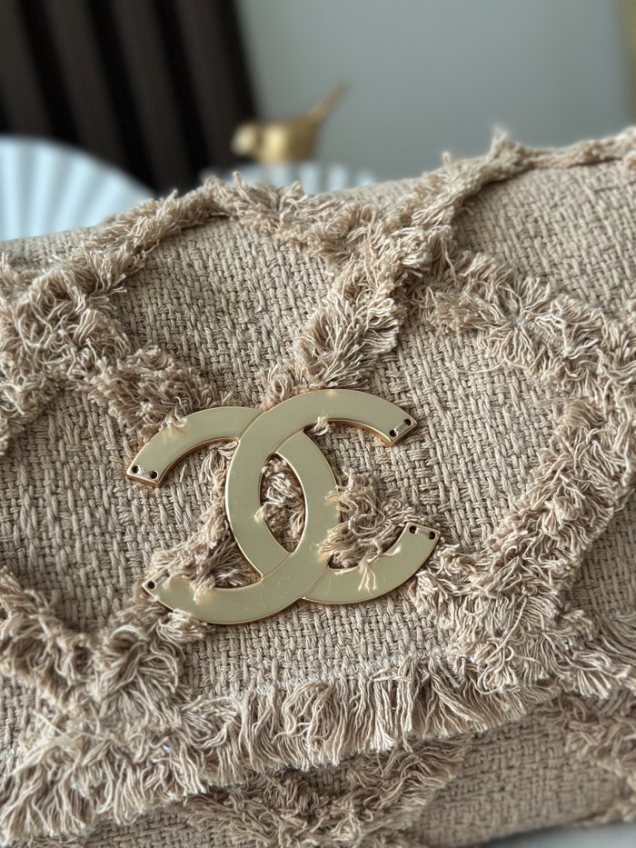 Vintage Linen Fringe Clutch Bag “38x21x11cm” -068 =3348