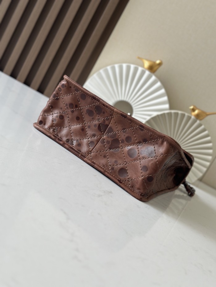 Vintage Resin Leather Quilted Flap Bag “26x11x23cm” -0501 =2225