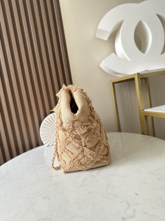 Vintage Linen Fringe Tote Bag “48x35x17cm” -069 =3358