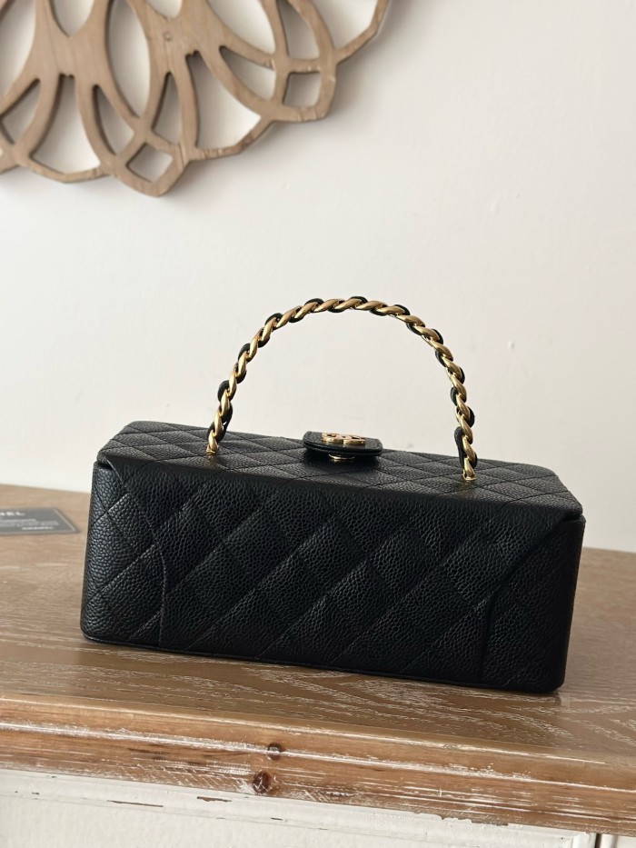 Vintage Long Vanity Case Grained Calfskin “22x10x8.5cm” -037 =2226
