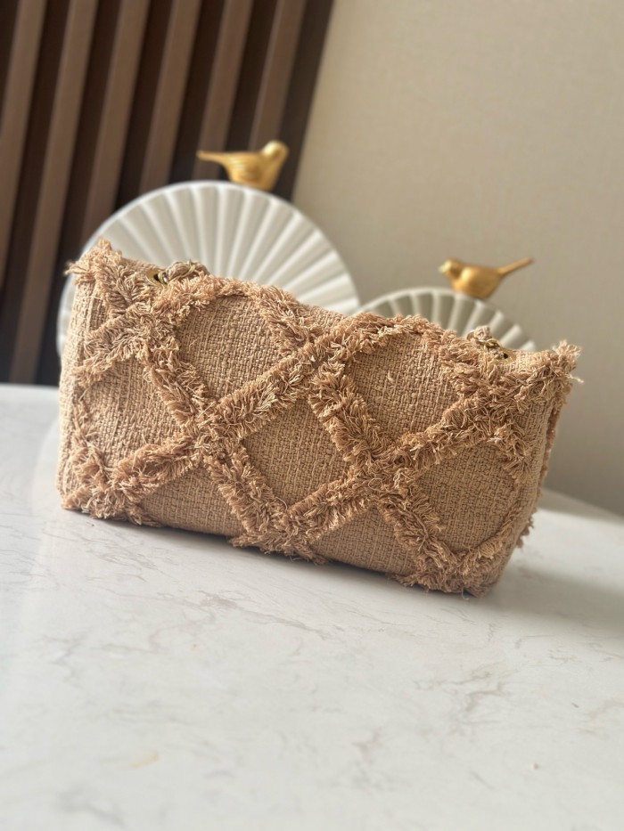 Vintage Linen Fringe Flap Bag “27x15x8cm” -037 =3318