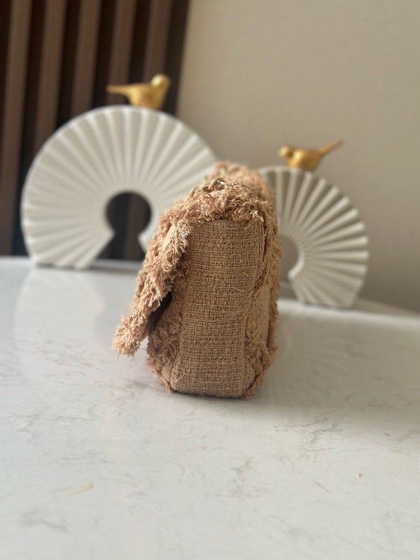 Vintage Linen Fringe Flap Bag “27x15x8cm” -037 =3318