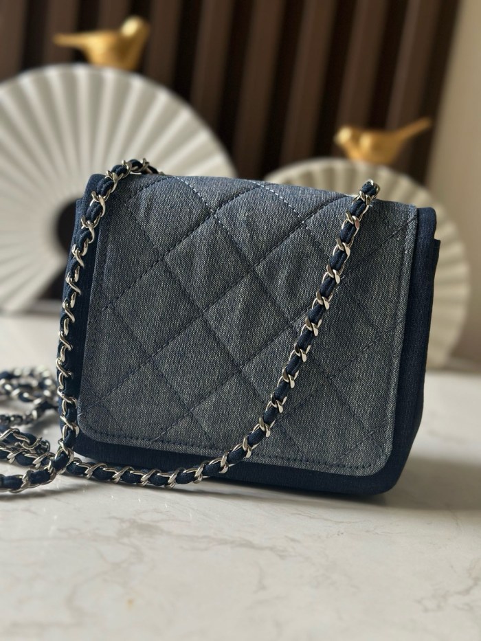 Vintage Denim Quilted Mini Flap Bag “17x13x8cm” -057 =3325
