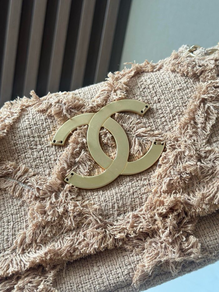 Vintage Linen Fringe Flap Bag “27x15x8cm” -037 =3318
